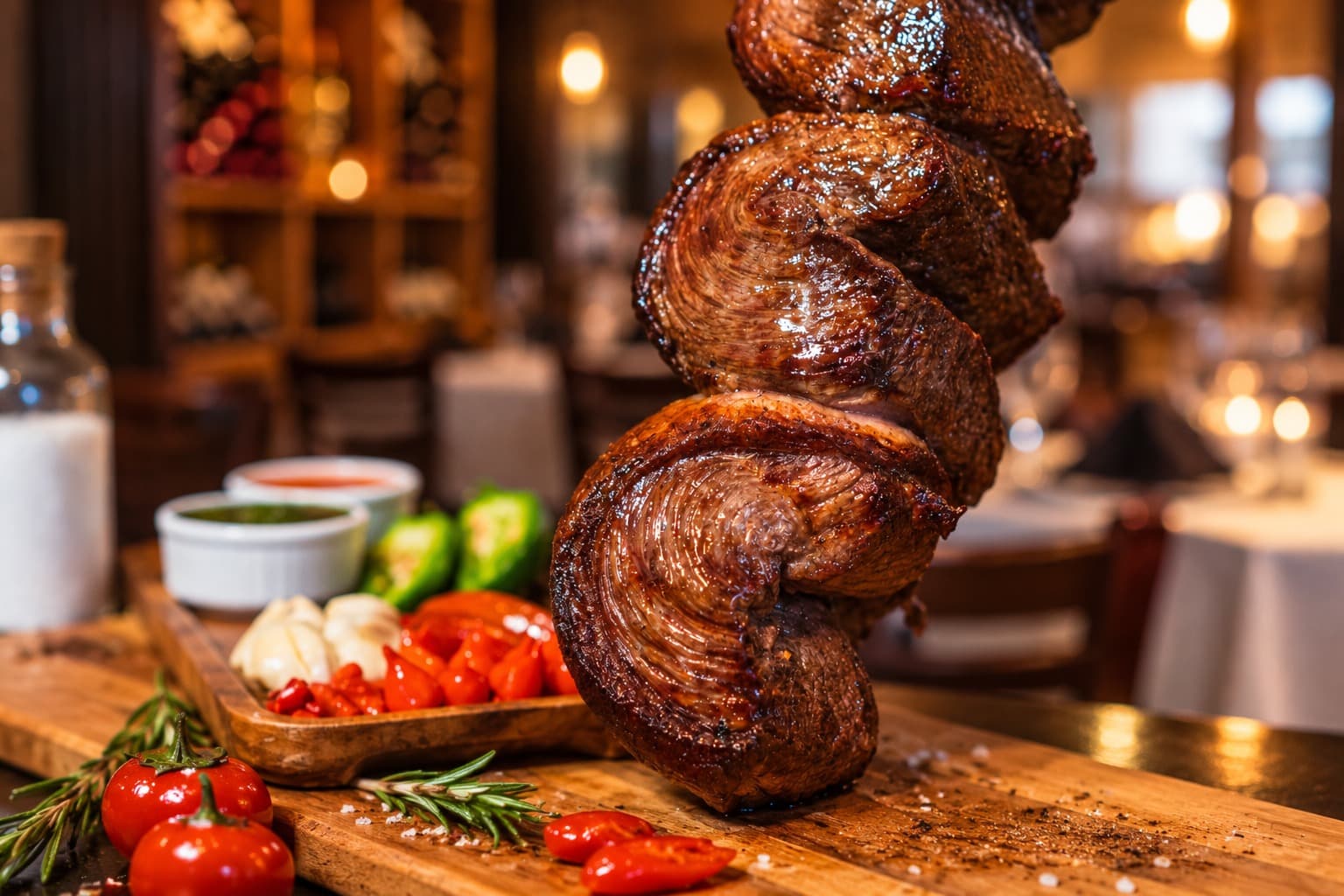Picanha on the skewer, fresh from the grill